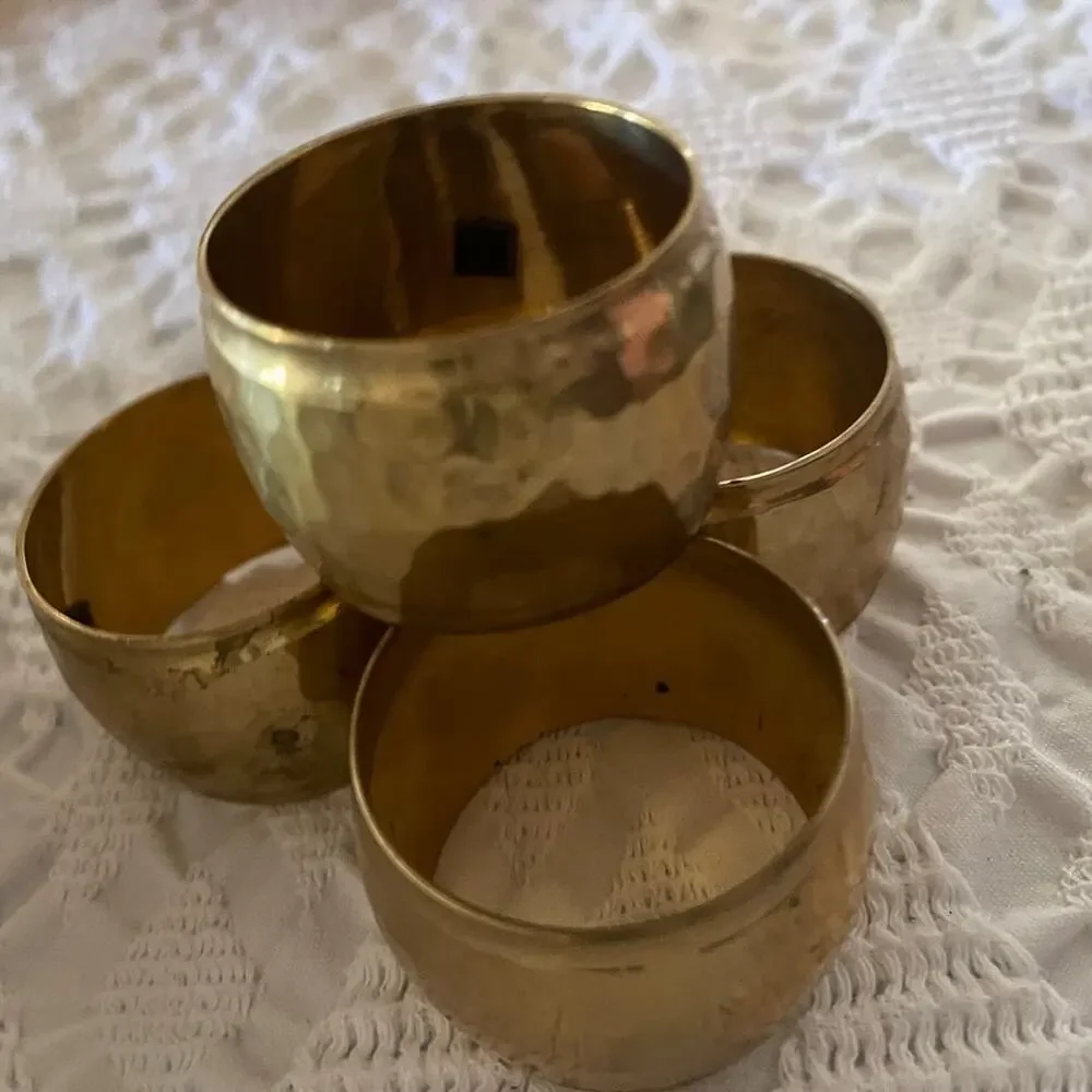 Vintage Brass hanmered napkin rings set of 4